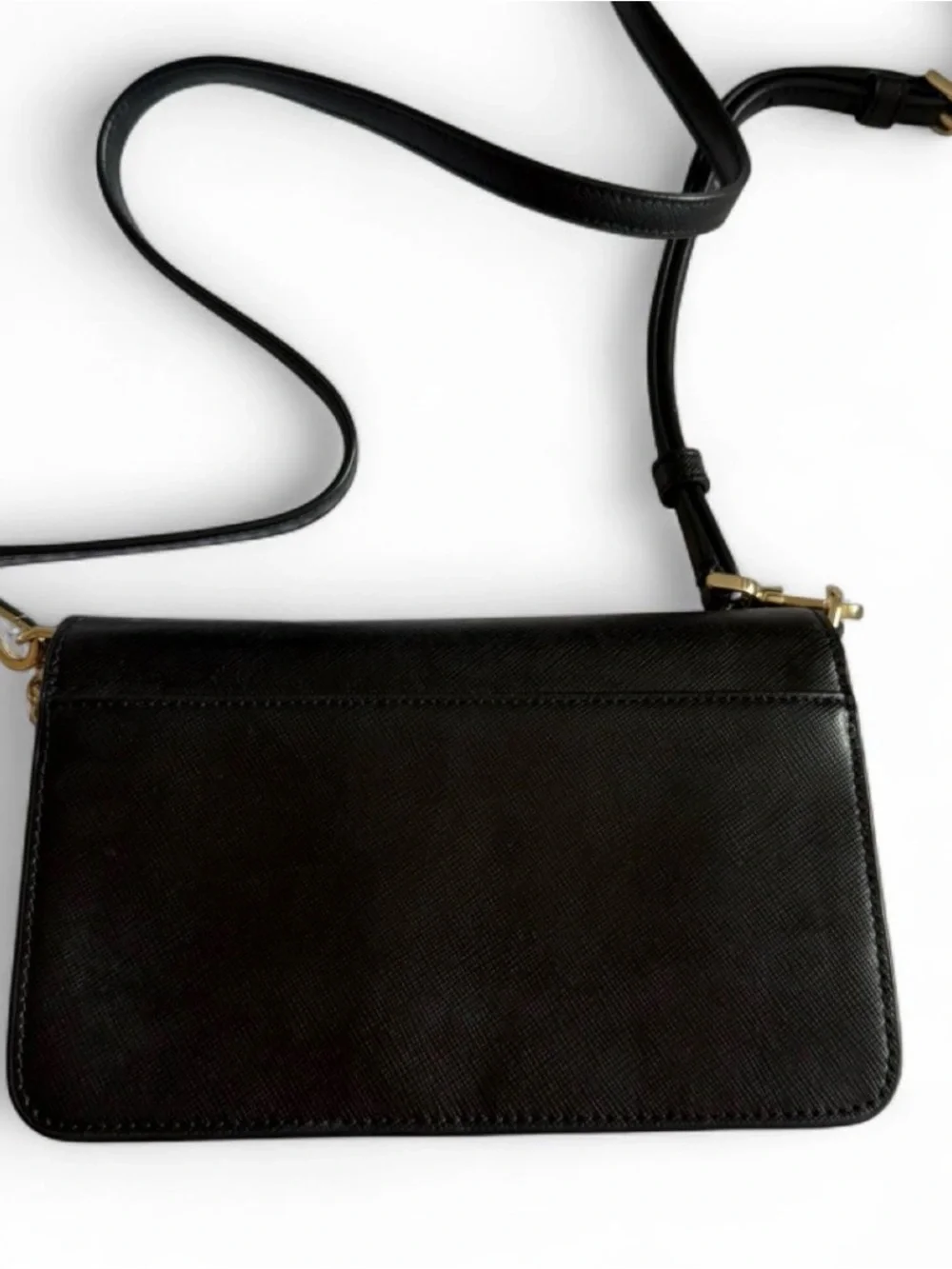 kate spade Black Leather Crossbody with Gold Chain